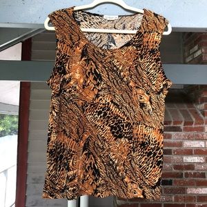 Notations Black/Orange Abstract Sleeveless Blouse